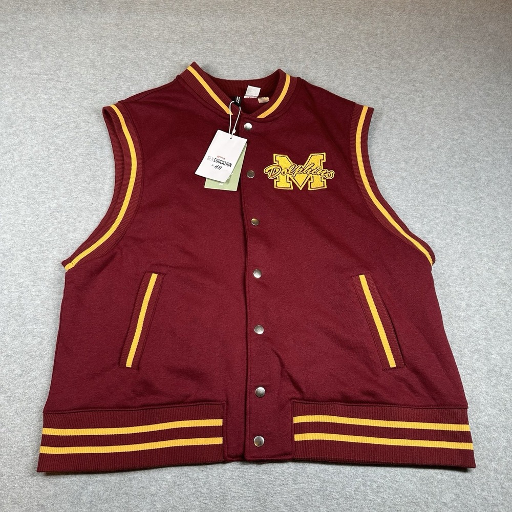 Netflix Sex Education x H&M Varsity Vest Red Womens Juniors M Collab NWT